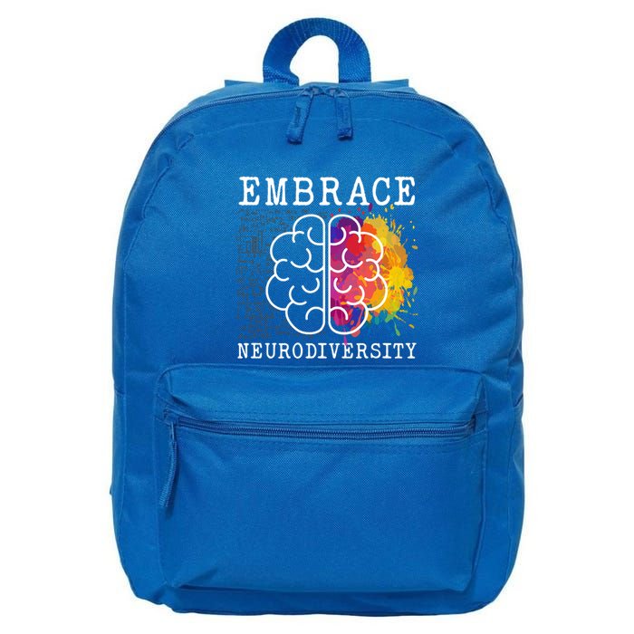Embrace Neurodiversity Autism Adhd Asd Rainbow Brain Gift 16 in Basic Backpack