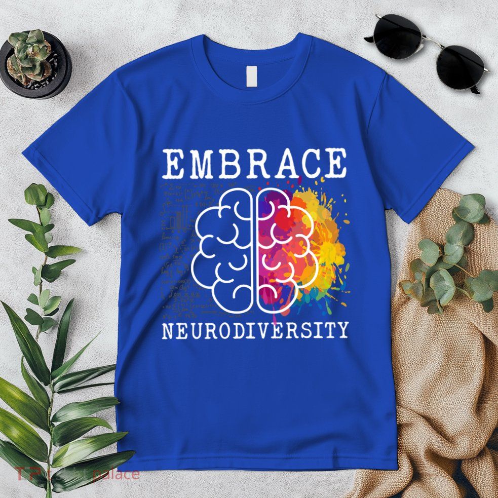 Embrace Neurodiversity Autism Adhd Asd Rainbow Brain Gift Premium T-Shirt