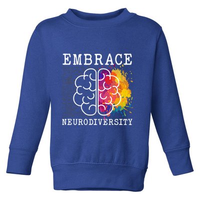 Embrace Neurodiversity Autism Adhd Asd Rainbow Brain Gift Toddler Sweatshirt