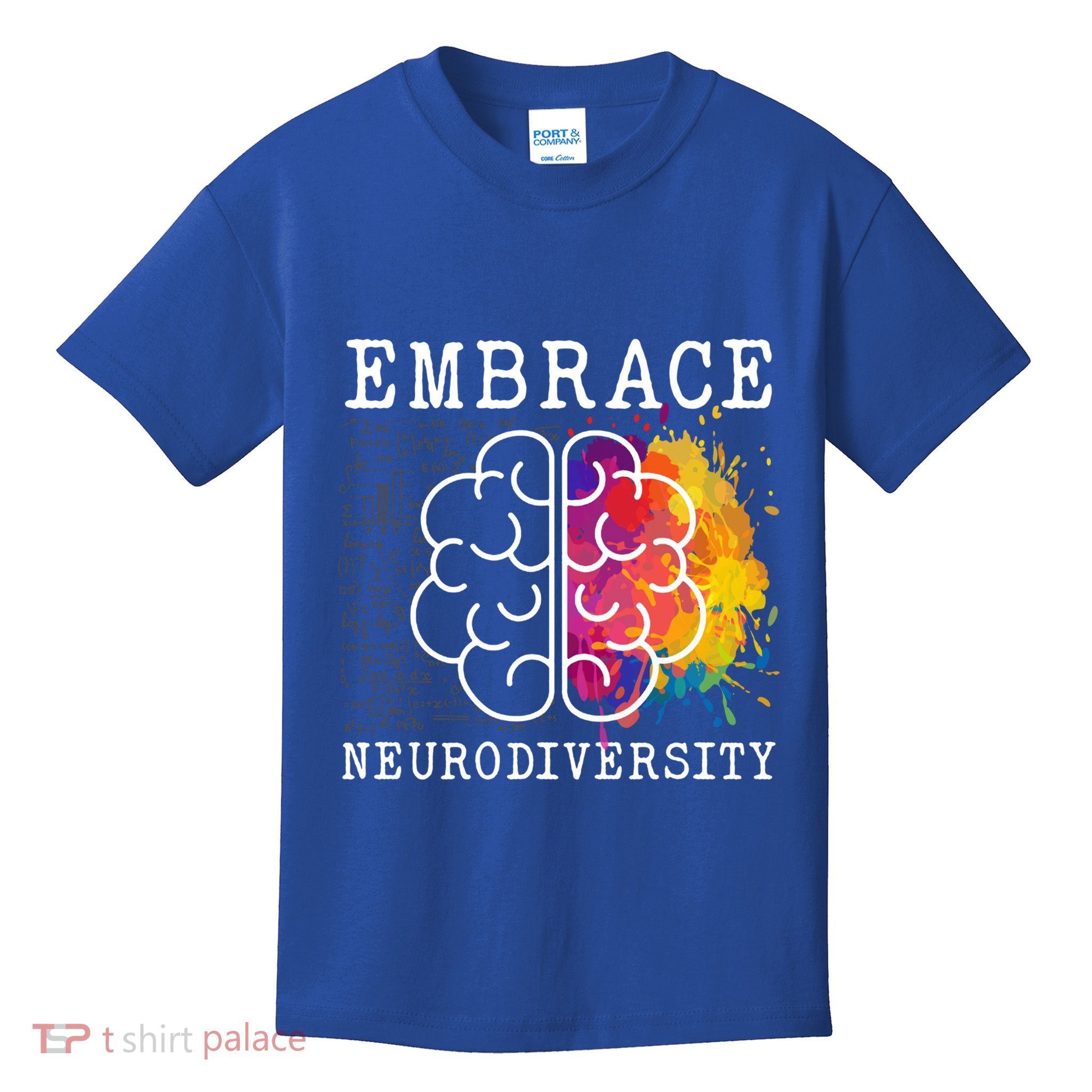 Embrace Neurodiversity Autism Adhd Asd Rainbow Brain Gift Kids T-Shirt