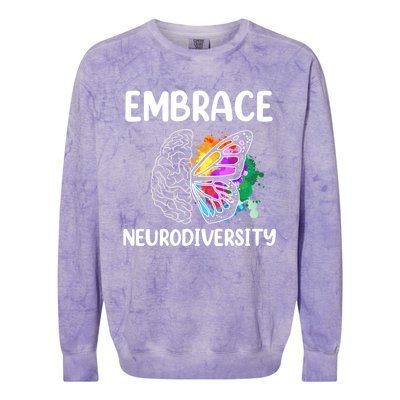 Embrace Neurodiversity Autism Adhd Asd Rainbow Brain Cool Gift Colorblast Crewneck Sweatshirt