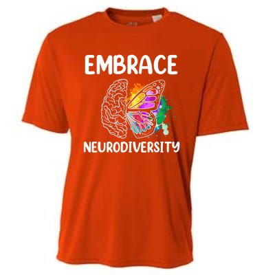 Embrace Neurodiversity Autism Adhd Asd Rainbow Brain Cool Gift Cooling Performance Crew T-Shirt