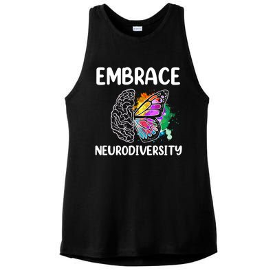 Embrace Neurodiversity Autism Adhd Asd Rainbow Brain Cool Gift Ladies PosiCharge Tri-Blend Wicking Tank