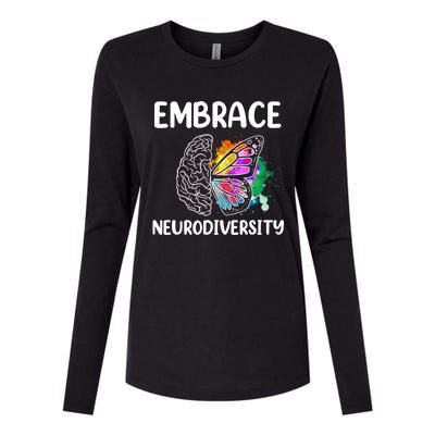 Embrace Neurodiversity Autism Adhd Asd Rainbow Brain Cool Gift Womens Cotton Relaxed Long Sleeve T-Shirt