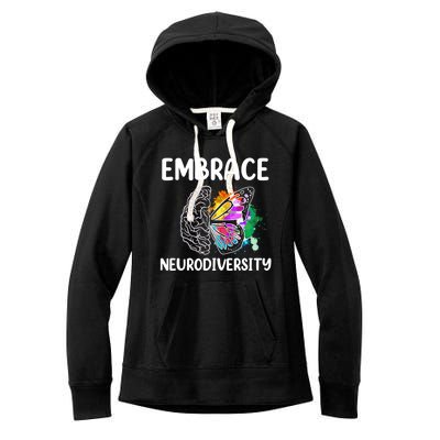 Embrace Neurodiversity Autism Adhd Asd Rainbow Brain Cool Gift Women's Fleece Hoodie