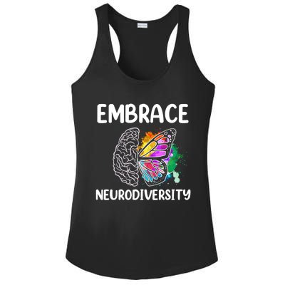 Embrace Neurodiversity Autism Adhd Asd Rainbow Brain Cool Gift Ladies PosiCharge Competitor Racerback Tank