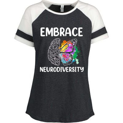 Embrace Neurodiversity Autism Adhd Asd Rainbow Brain Cool Gift Enza Ladies Jersey Colorblock Tee