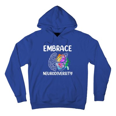 Embrace Neurodiversity Autism Adhd Asd Rainbow Brain Cool Gift Hoodie