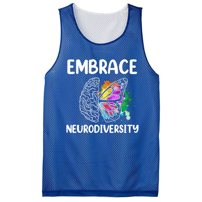 Embrace Neurodiversity Autism Adhd Asd Rainbow Brain Cool Gift Mesh Reversible Basketball Jersey Tank