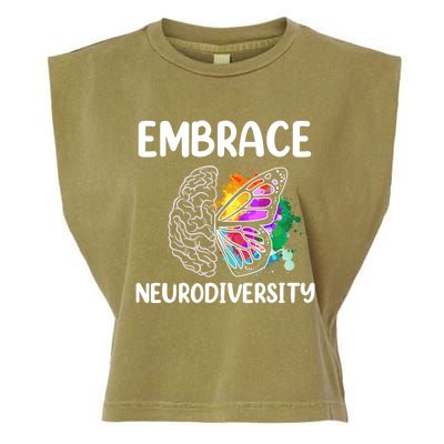 Embrace Neurodiversity Autism Adhd Asd Rainbow Brain Cool Gift Garment-Dyed Women's Muscle Tee