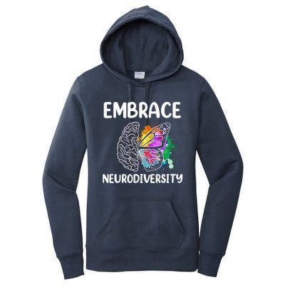 Embrace Neurodiversity Autism Adhd Asd Rainbow Brain Cool Gift Women's Pullover Hoodie