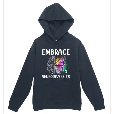 Embrace Neurodiversity Autism Adhd Asd Rainbow Brain Cool Gift Urban Pullover Hoodie