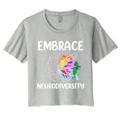 Embrace Neurodiversity Autism Adhd Asd Rainbow Brain Cool Gift Women's Crop Top Tee