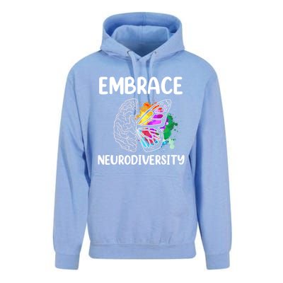 Embrace Neurodiversity Autism Adhd Asd Rainbow Brain Cool Gift Unisex Surf Hoodie