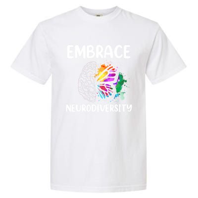 Embrace Neurodiversity Autism Adhd Asd Rainbow Brain Cool Gift Garment-Dyed Heavyweight T-Shirt