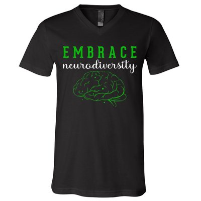 Embrace Neurodiversity ADHD Autism Awareness V-Neck T-Shirt