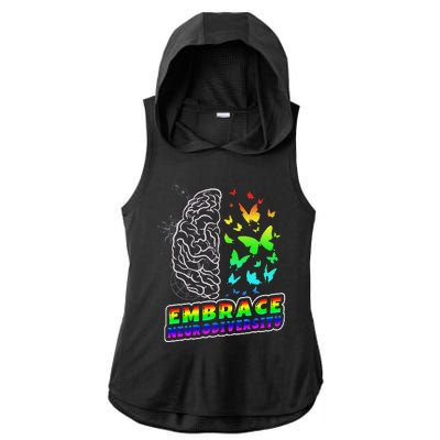 Embrace Neurodiversity Autism ADHD ASD Rainbow Brain Funny Ladies PosiCharge Tri-Blend Wicking Draft Hoodie Tank