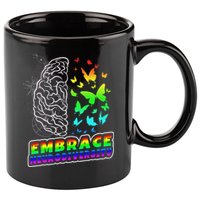 Embrace Neurodiversity Autism ADHD ASD Rainbow Brain Funny 11oz C Handle Ceramic Mug