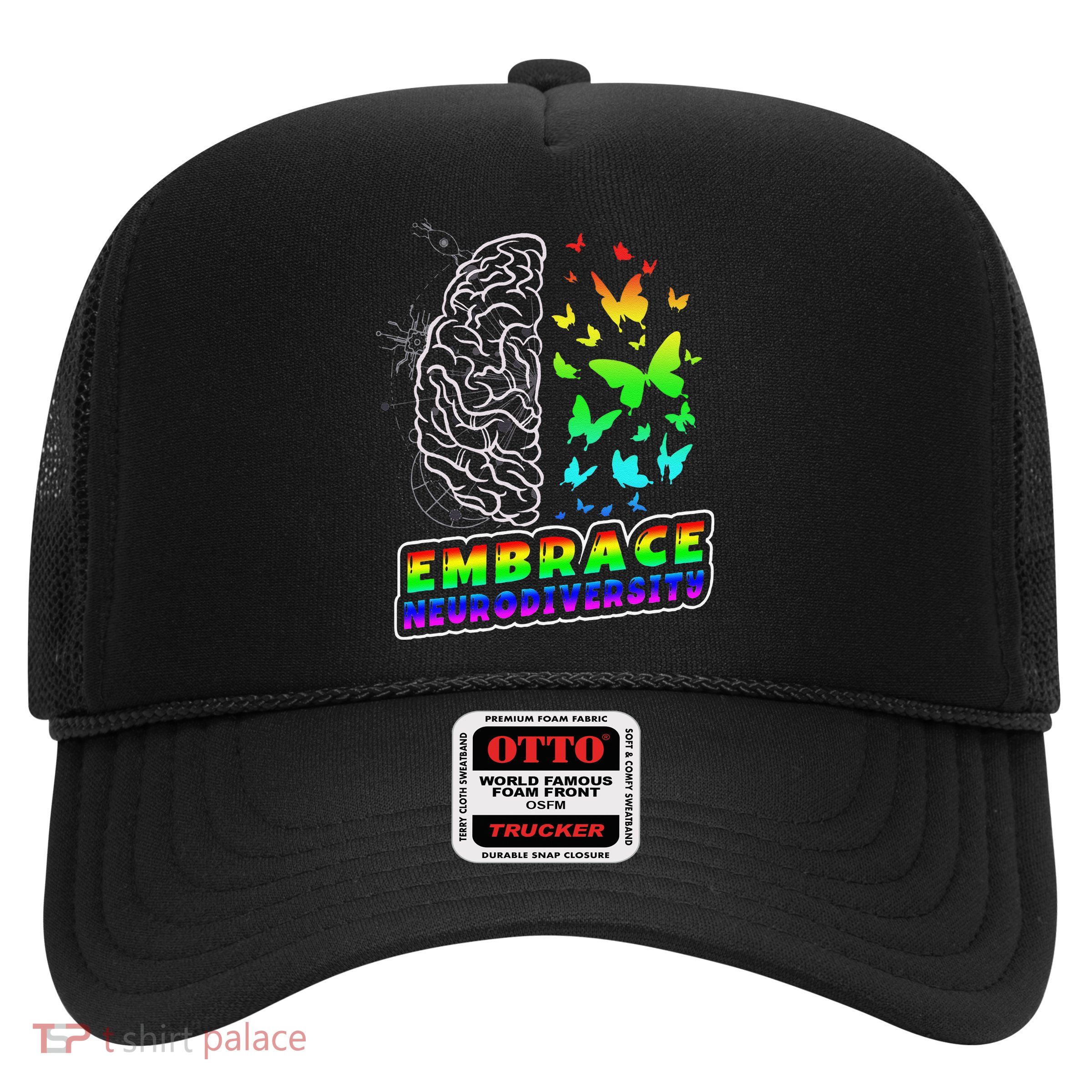 Embrace Neurodiversity Autism ADHD ASD Rainbow Brain Funny Trucker Hat