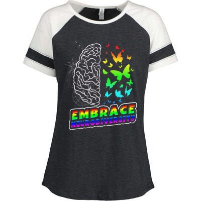 Embrace Neurodiversity Autism ADHD ASD Rainbow Brain Funny Enza Ladies Jersey Colorblock Tee