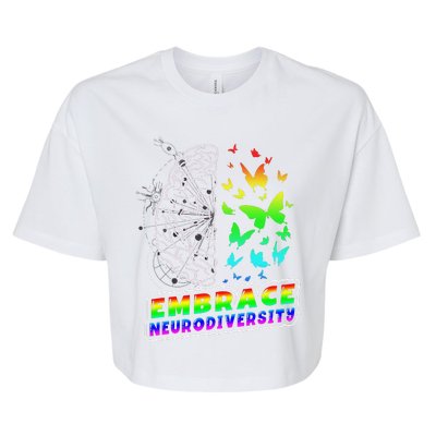 Embrace Neurodiversity Autism ADHD ASD Rainbow Brain Funny Bella+Canvas Jersey Crop Tee