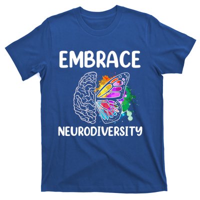 Embrace Neurodiversity Autism Adhd Asd Rainbow Brain Gift T-Shirt