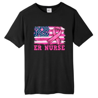 ER Nurse American Cancer Flag Cancer Warrior Pink Ribbon Tall Fusion ChromaSoft Performance T-Shirt