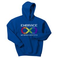 Embrace Neurodiversity Autism Adhd Asd Rainbow Brain Gift Kids Hoodie