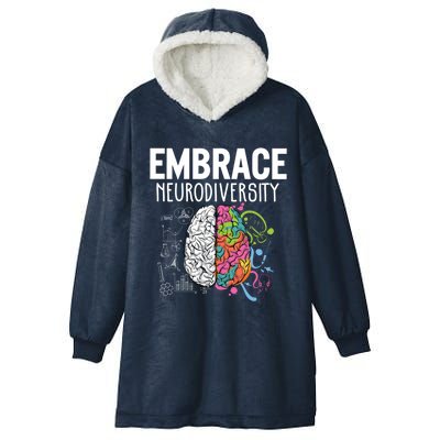 Embrace Neurodiversity Brain Gift Autism Awareness Gift Hooded Wearable Blanket