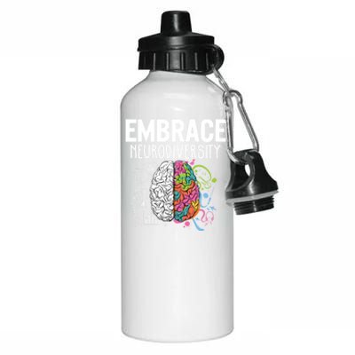 Embrace Neurodiversity Brain Gift Autism Awareness Gift Aluminum Water Bottle