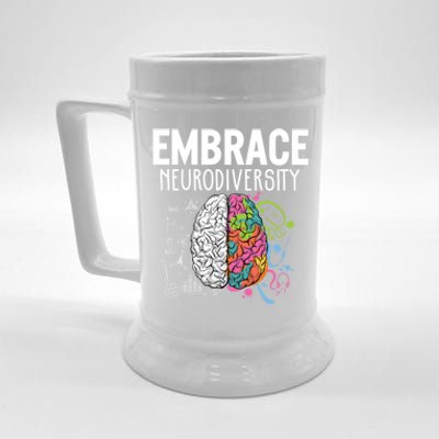 Embrace Neurodiversity Brain Gift Autism Awareness Gift Beer Stein