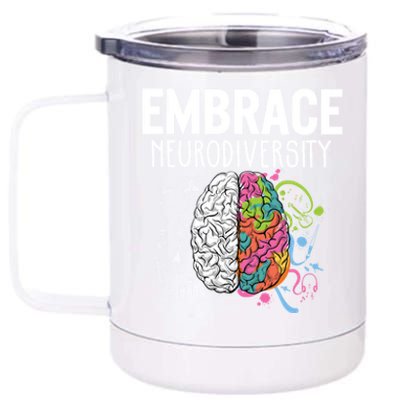 Embrace Neurodiversity Brain Gift Autism Awareness Gift 12 oz Stainless Steel Tumbler Cup