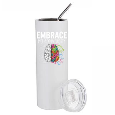 Embrace Neurodiversity Brain Gift Autism Awareness Gift Stainless Steel Tumbler