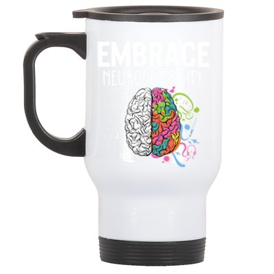 Embrace Neurodiversity Brain Gift Autism Awareness Gift Stainless Steel Travel Mug