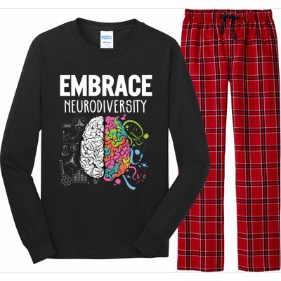 Embrace Neurodiversity Brain Gift Funny Gift Long Sleeve Pajama Set