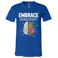 Embrace Neurodiversity Brain Gift Funny Gift V-Neck T-Shirt