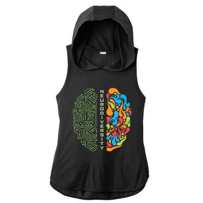 Embrace Neurodiversity Brain Ladies PosiCharge Tri-Blend Wicking Draft Hoodie Tank