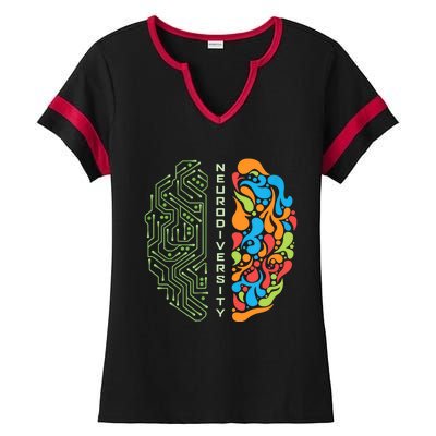 Embrace Neurodiversity Brain Ladies Halftime Notch Neck Tee