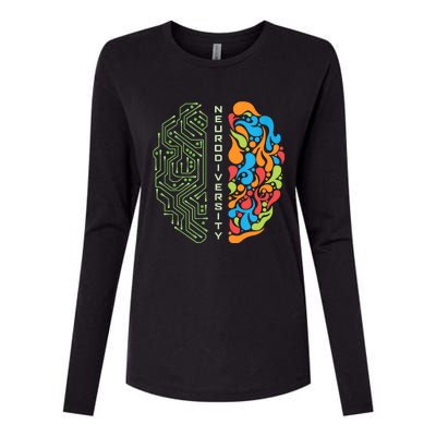 Embrace Neurodiversity Brain Womens Cotton Relaxed Long Sleeve T-Shirt