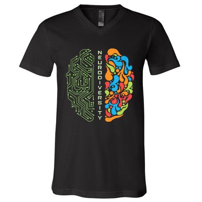 Embrace Neurodiversity Brain V-Neck T-Shirt