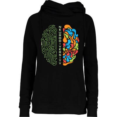 Embrace Neurodiversity Brain Womens Funnel Neck Pullover Hood