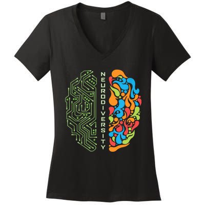 Embrace Neurodiversity Brain Women's V-Neck T-Shirt