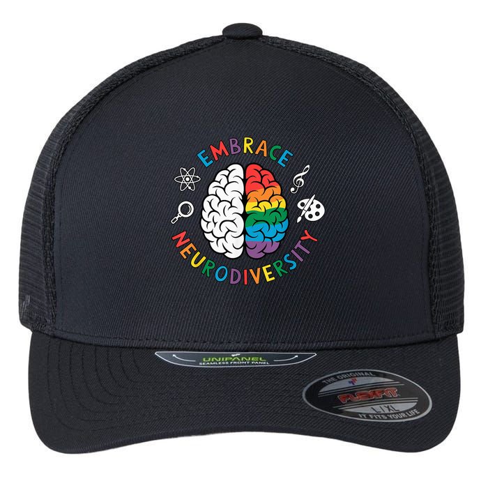 Embrace Neurodiversity Brain Autism Awareness ADHD Autistic  Flexfit Unipanel Trucker Cap