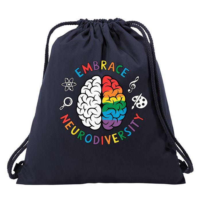Embrace Neurodiversity Brain Autism Awareness ADHD Autistic  Drawstring Bag