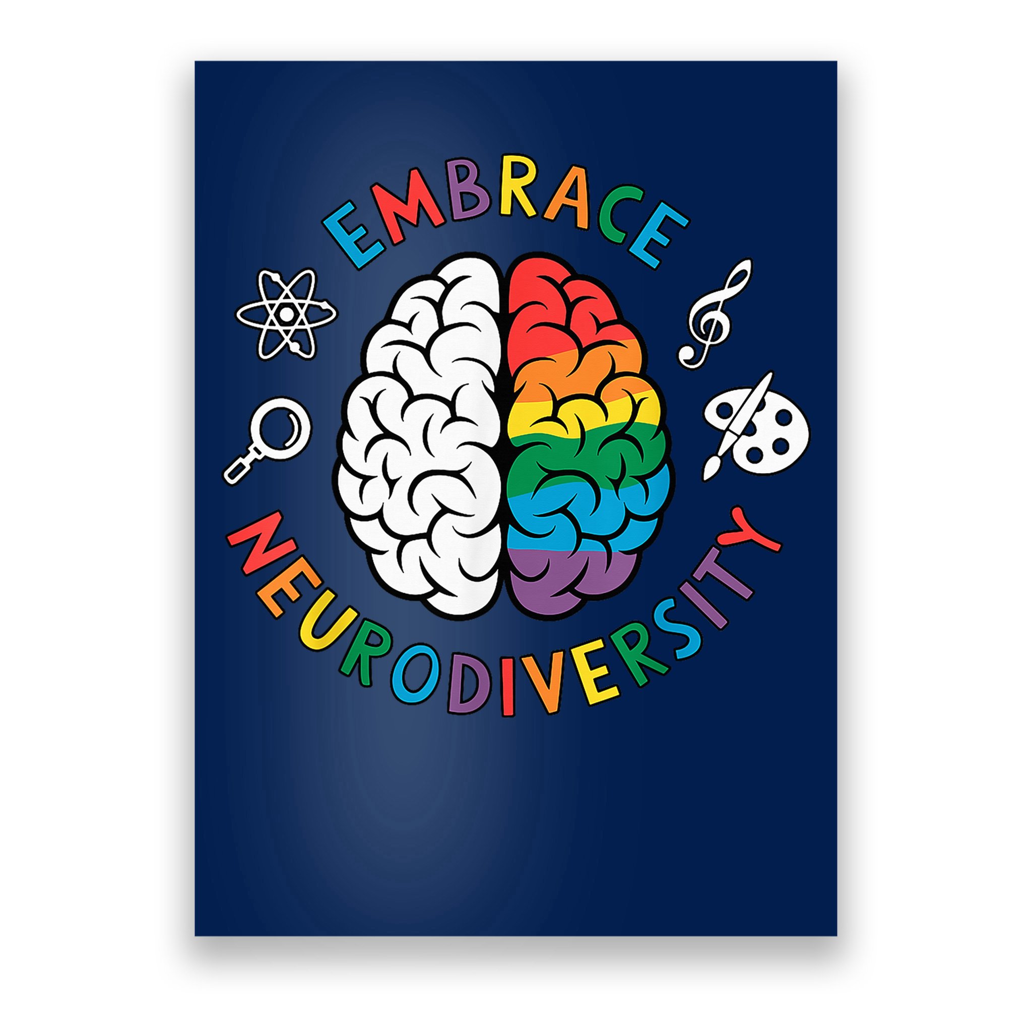 Embrace Neurodiversity Brain Autism Awareness ADHD Autistic  Poster