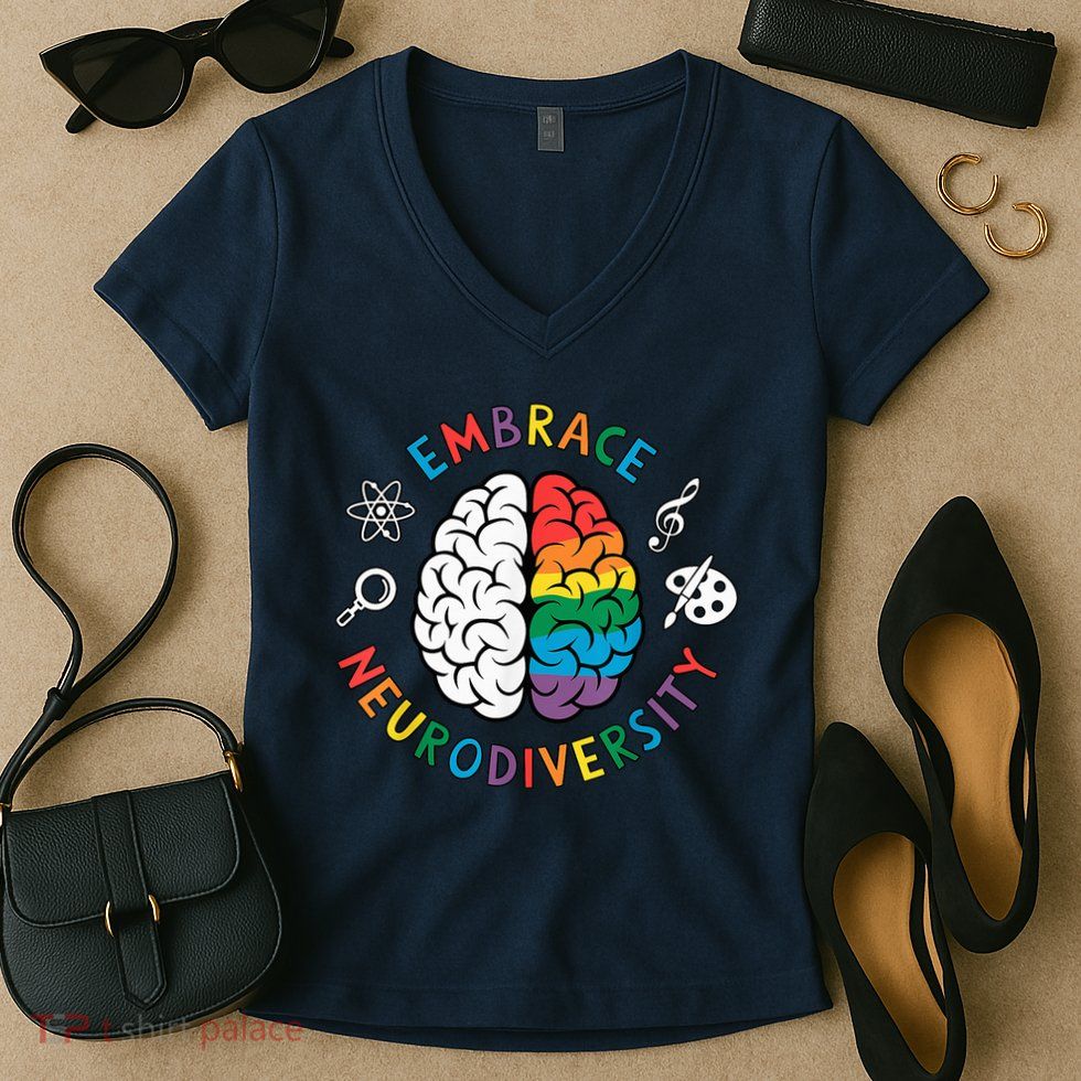 Embrace Neurodiversity Brain Autism Awareness ADHD Autistic  Women's V-Neck T-Shirt