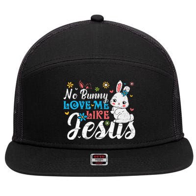 Easter No Bunny Loves Me Like Jesus Religious 7 Panel Mesh Trucker Snapback Hat