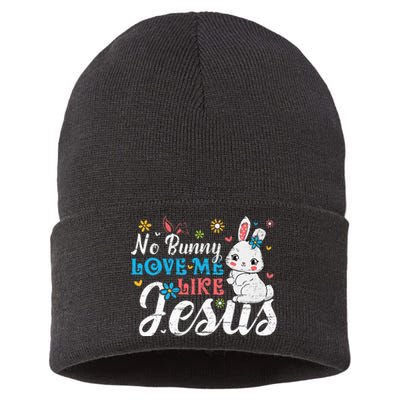 Easter No Bunny Loves Me Like Jesus Religious Sustainable Knit Beanie