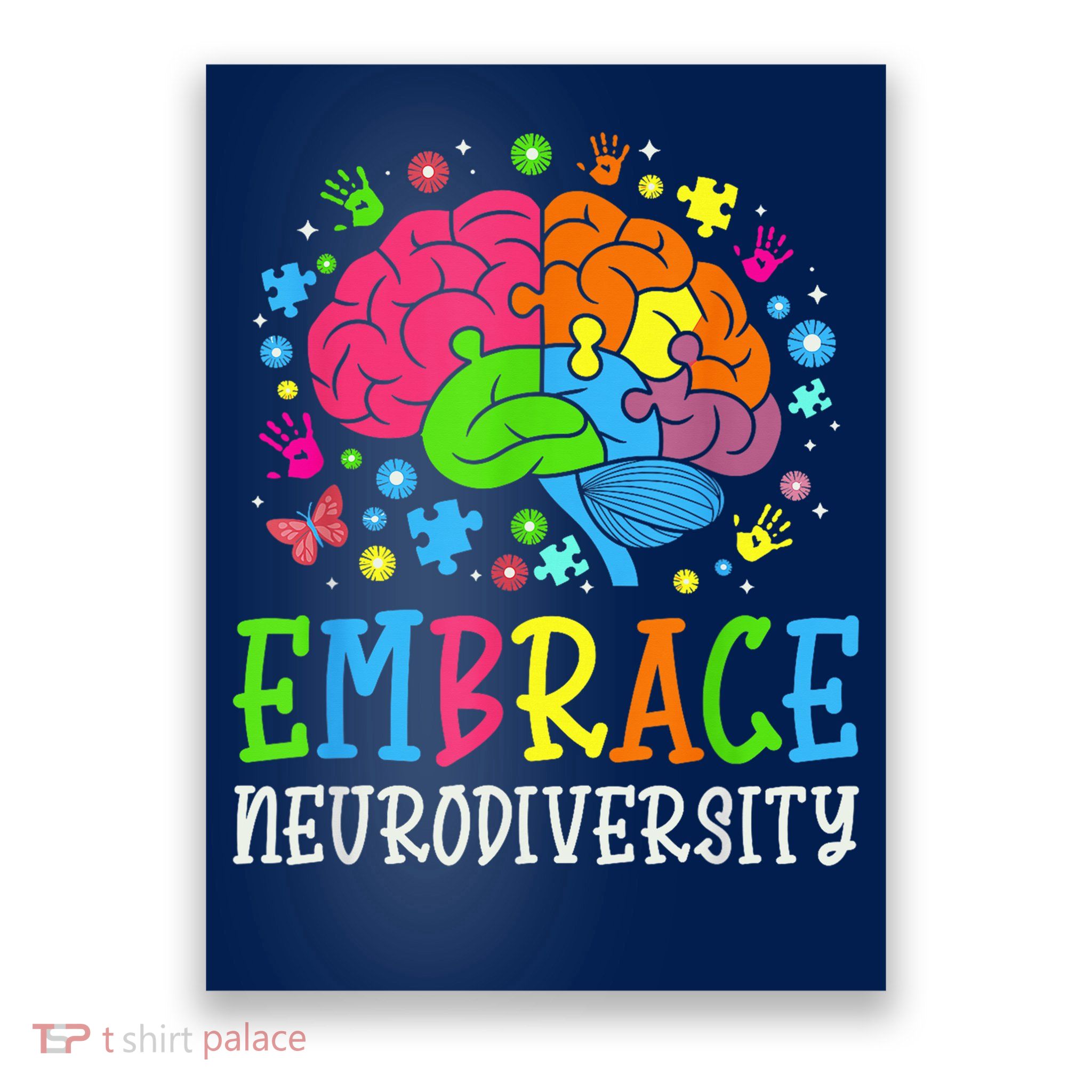 Embrace Neurodiversity Brain Autism Awareness ADHD Autistic Poster