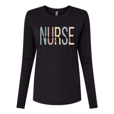 Emergency Nurse Boho Emergency Nursing Cute Gift Womens Cotton Relaxed Long Sleeve T-Shirt